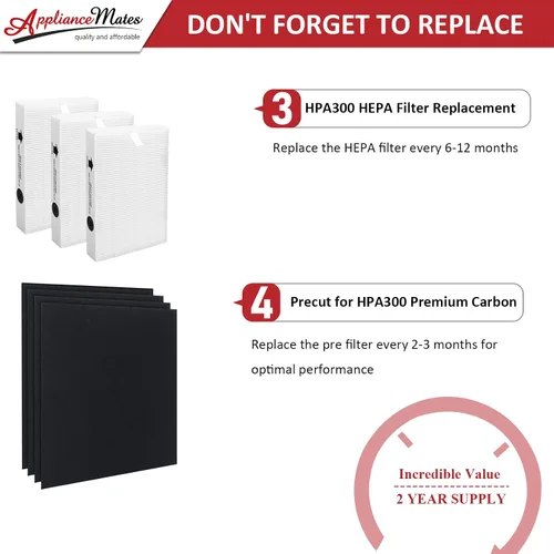 Vista 6 de HPA300 Filtros de repuesto para filtro purificador de aire Honeywell 3 HRF-R3 Ture R Filtro de repuesto 4 paquetes de filtros prepurificadores
