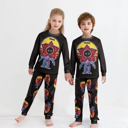 Vista 3 de DiDaDi Demogorgon - Disfraz para niños camisa de flores monstruo camisas largas y pantalones aterradores conjunto de ropa casual para niños de 2 a