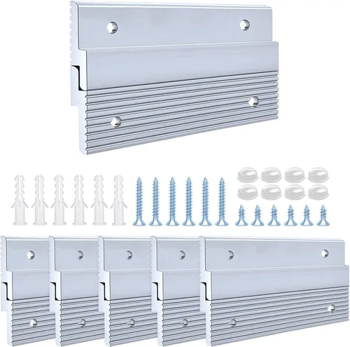 Vista 14 de Apragaz Tacos franceses, colgador de fotos y espejos resistentes con tornillos, mantiene el nivel, aluminio, soporta 30 libras por par, 2 pulgadas