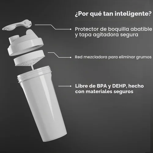 Vista 4 de Botella agitadora de proteínas Smartshake Lite Liga de la Justicia 800ml – Botella de agua DC Comics, botella agitadora para gimnasio sin BPA a