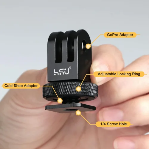 Vista 9 de HSU Adaptador de montaje en trípode GoPro de aluminio para GoPro Hero 11/10/9/8/7/6, DJI Osmo Action AKASO