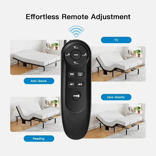 Vista 4 de Pipishell - Base de cama ajustable Split King, base de cama eléctrica con inclinación de la cabecera y del pie, puertos USB-A y USB-C, iluminación