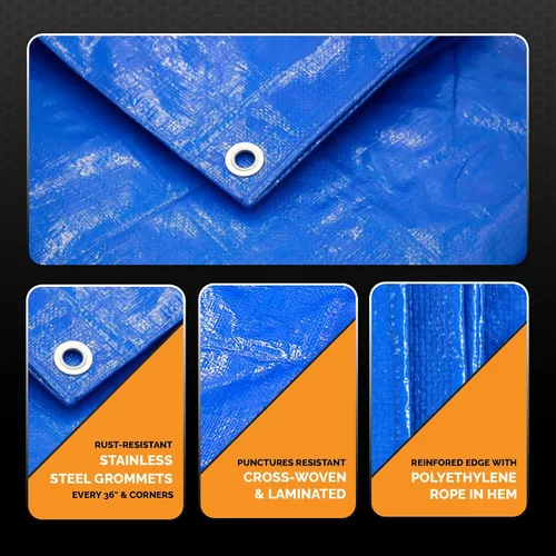 Vista 3 de Lona duradera, resistente e impermeable de 16 x 20 pies, multiusos de 6 mil, de Tiger Tough..