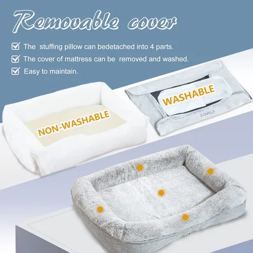 Vista 4 de JOYELF Cama ortopédica grande de espuma viscoelástica para mascotas con funda lavable, diseño independiente con forro impermeable incluido