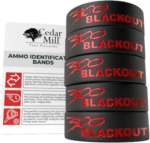 Vista 7 de Silicone Magazine Marking Bands, 300 BLK Blackout High-Visibility Mag ID