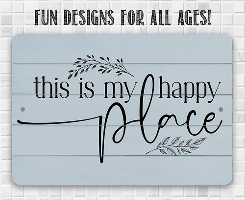 Vista 5 de This is My Happy Place - Great Home and Farmhouse Display, Inspiring Family Wall Art, Entryway Porch House Decor, Minimalist Housewarming Gift, 8x12