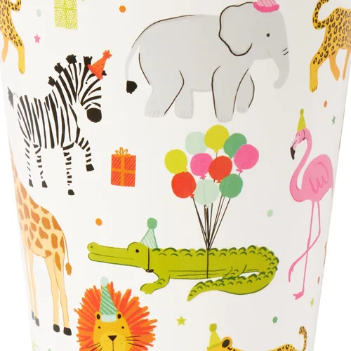Vista 2 de Vasos de papel de animales para fiestas, popotes, 8 unidades (TWCST-25362)