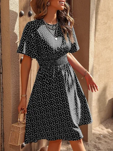 Vista 6 de Floerns Vestido midi acampanado con estampado de corazón de confeti y manga de mariposa