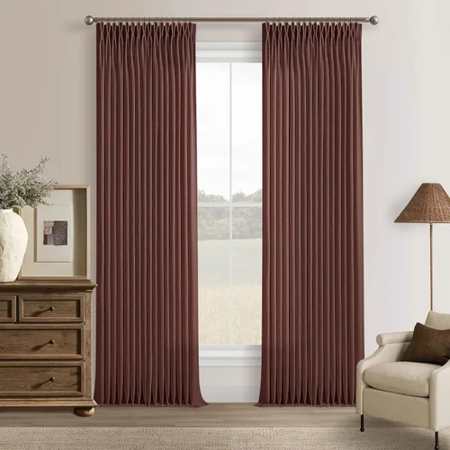 Vista 58 de TWODRAPES Cortinas de Lino Plisadas con Pinza Beige Blancas de 54 Pulgadas de Largo 2 Paneles para Comedor Cocina Dormitorio Plisadas Semi