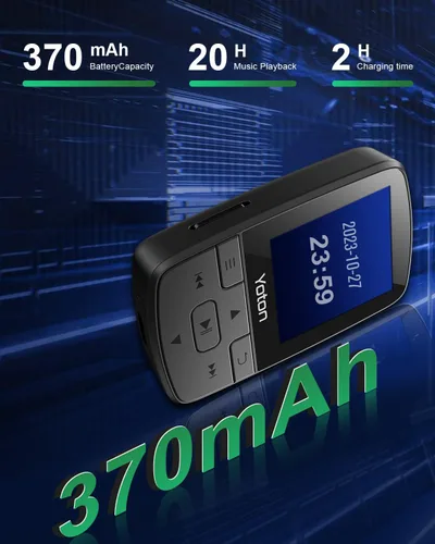 Vista 7 de Yoton Reproductor de MP3 con Bluetooth 5.2, 64GB, música HiFi, con clip deportivo y botón de volumen independiente, radio FM, auriculares incluidos