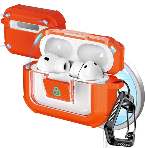 Vista 116 de R-fun Funda de carga compatible con AirPods de 2ª generación 2019, 1ª generación 2016, protección completa contra caídas, tapa desplegable