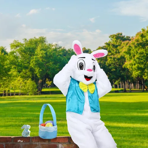 Vista 7 de Disfraz de conejo de Pascua feliz para adultos, disfraz de conejo de Pascua unisex para adultos, mujeres y hombres, unisex, fiesta de Pascua, cosplay