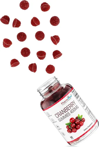 Vista 4 de Pharmvista Gomitas de arándano para niños y adultos, 400 mg, sin gluten, sin alérgenos, suplemento vegano rico en nutrientes, masticables