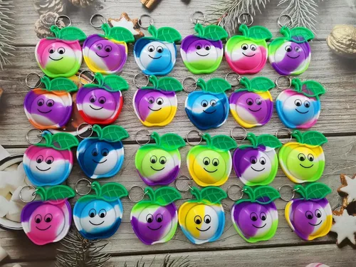 Vista 3 de Paquete de 24 regalos de Navidad de Apple para estudiantes, regalos a granel de burbujas de arco iris, regalos de profesores, mini recompensas
