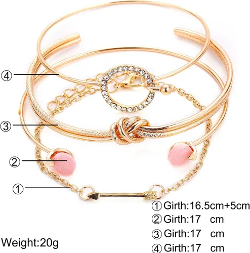 Vista 2 de SILANER Juego de pulseras de cadena de oro para mujeres y niñas, chapadas en oro de 14 quilates, delicadas, bohemias, eslabones cubanos, clip