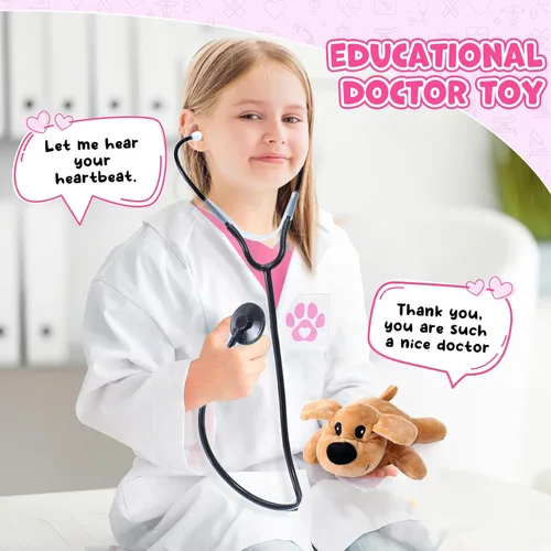 Vista 6 de G.C Disfraz de veterinario para niños pequeños, kit de médico médico, veterinario, juego de disfraz de Halloween para niños y niñas, día