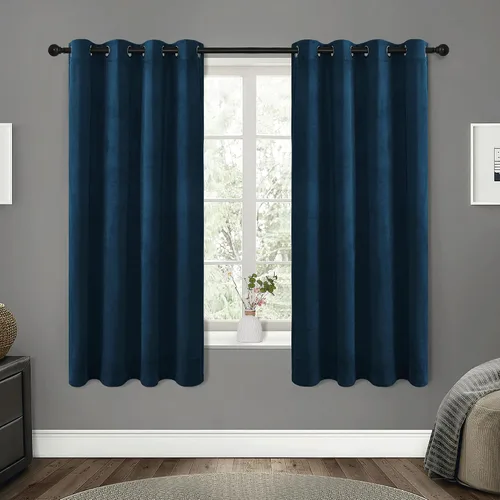 Vista 41 de RYB HOME Cortinas de terciopelo 100% opacas para sala de estar, cortinas de guardería con bloqueo de luz, 2 paneles, cortinas de ventana con Beige