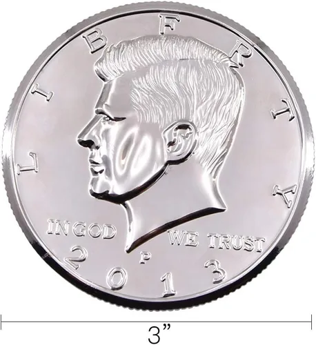 Vista 2 de SUMAG Moneda Jumbo 3 pulgadas Medio Dólar Trucos de Magia Moneda Aparecer Desaparecer Magia Cerca Accesorios Ilusión Accesorios Trucos de Comedia