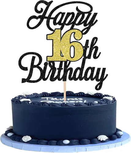 Vista 32 de Rsstarxi 1 paquete de decoración para tarta de cumpleaños 8 con purpurina negra de 8 años y fabulosos saludos a 8 años de edad, para celebrar el 8º