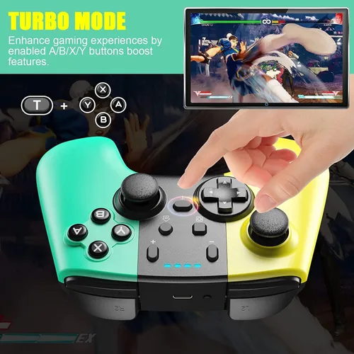 Vista 4 de Diswoe Controlador inalámbrico Pro compatible con SwitchSwitch LiteSwitch OLED, Gamepad compatible con funciones de captura de pantalla y vibración