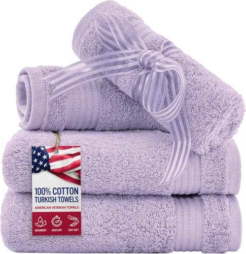 Vista 61 de Juego de toallas American Veteran Towel, de lujo, 6 piezas de algodón 100 % turco para máxima suavidad y absorción, para hotel y spa