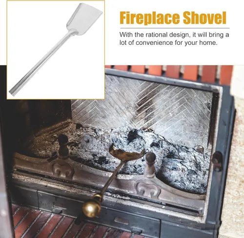 Vista 2 de Pala de cenizas para chimenea: Pala de carbón de hierro, pala de póquer, recogedor pequeño para barbacoa, cenizas de carbón, herramienta de limpieza