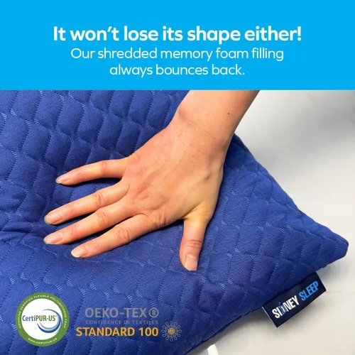 Vista 5 de Sidney Sleep Almohadas curvas ajustables para soporte de cuello y hombros con relleno extra triturado, almohada de contorno cervical para personas