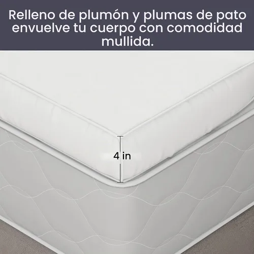 Vista 4 de Colchoneta de refuerzo Lavish Home, de plumas de pato, 4 pulgadas