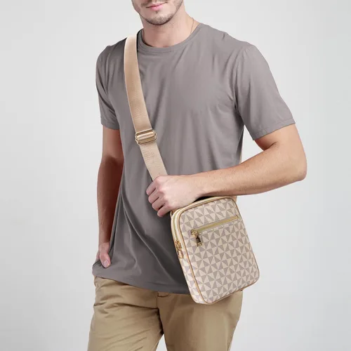 Vista 7 de USKMOTO Bolsos cruzados pequeños para mujeres y hombres, de cuero vegano de moda, bolso de mano de diseñador con correa ajustable