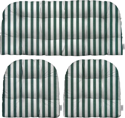 Vista 51 de RSH DECOR: Sunbrella - Juego de 3 cojines de mimbre copetudos 41 x 19 pulgadas y 19 x 19 pulgadas Fabricado con tela de rendimiento Sunbrella