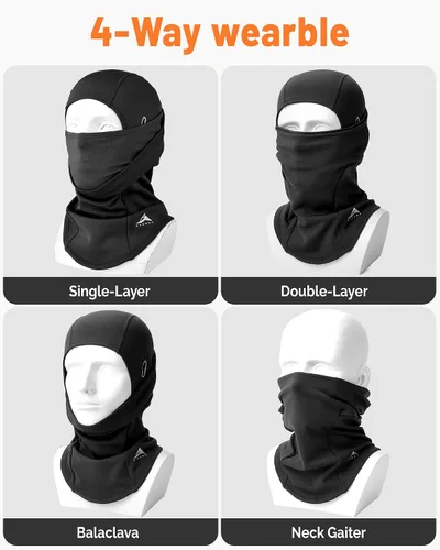 Vista 6 de GXCROR Pasamontañas de esquí para hombres y mujeres, máscara facial de invierno para clima frío, resistente al viento, térmica, motocicleta