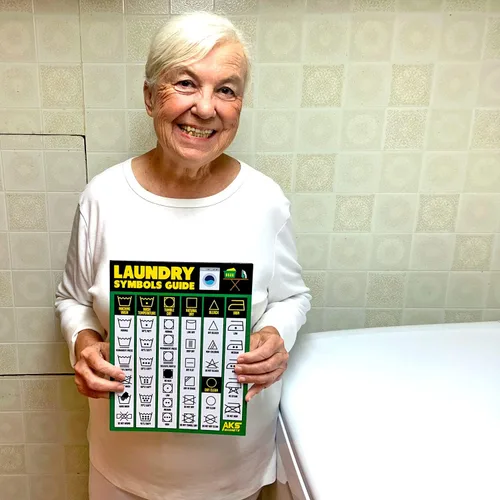 Vista 2 de Imán guía de símbolos de lavandería – Extra grande fácil de leer 8.5 x 11 pulgadas, hoja de trucos de instrucciones de cuidado de la ropa