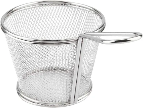 Vista 7 de Cesta para freír profundamente, mini chips de acero inoxidable, cestas para freír alimentos, colador de presentación de alimentos, herramienta