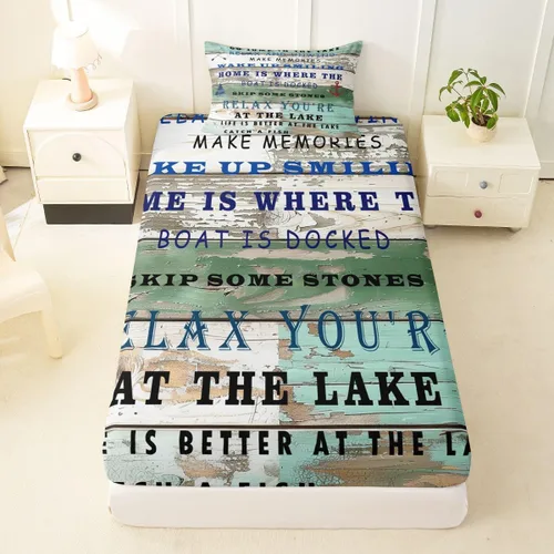 Vista 54 de Erosebridal Fishing Fitted Sheet Twin for Boys, Big Pike Fish Black Bed Sheets for Rustic Farmhouse Lake House Decor, Fishing Bedding Set Marine
