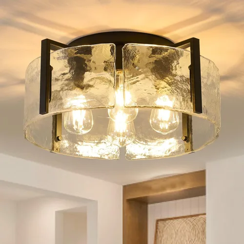 Vista 10 de Lámpara de techo negra de montaje empotrado, lámpara de entrada moderna de 3 luces, montaje de techo, accesorios de iluminación de cocina, lámparas