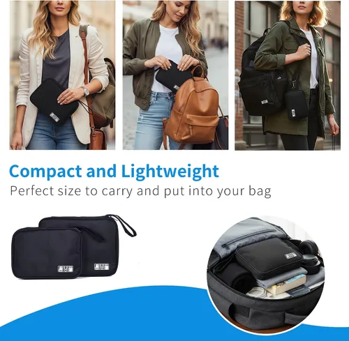 Vista 5 de 1 paquete de organizador de viaje electrónico bolsa de almacenamiento de cable de accesorios técnicos Large Travel Cable Organizer Pouch