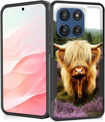 Vista 106 de Funda para Moto G Play 4G 2024, resistente de doble capa híbrida de policarbonato duro, goma suave, a prueba de golpes, funda protectora resistente