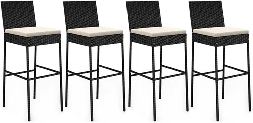 Vista 9 de HAPPYGRILL - Juego de 2 taburetes de bar de ratán para exteriores, sillas