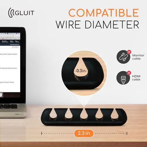 Vista 4 de GLUIT Organizador de cables para soporte de cables de escritorio para mesita de noche, organizador de cargador adhesivo de escritorio versátil clips