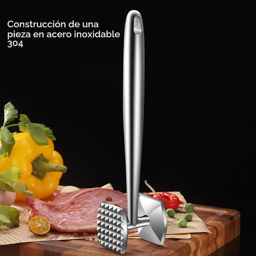 Vista 6 de Aliglow Martillo Ablandador de Carne de Acero Inoxidable 304 Herramienta de Martillo Aplanador para Ablandar y Golpear