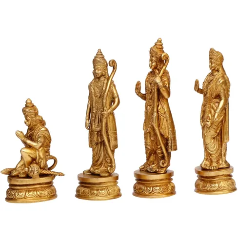 Vista 5 de ARTVARKO™ Estatua de latón Ram Darbar Shree Ram Ji Sita Laxman Hanuman Decoración de oficina en casa Puja Idol Murti para regalo del templo Mandir