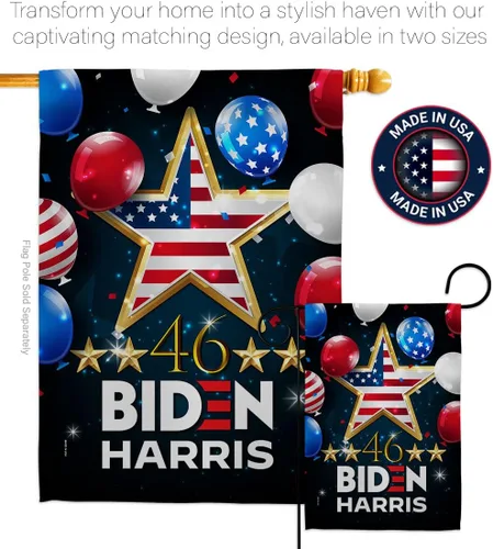 Vista 4 de Biden Harris Flag Juego de 46 banderas de jardín con soporte de voto patriótico, presidente demócrata, republicano, fiesta de té estadounidense