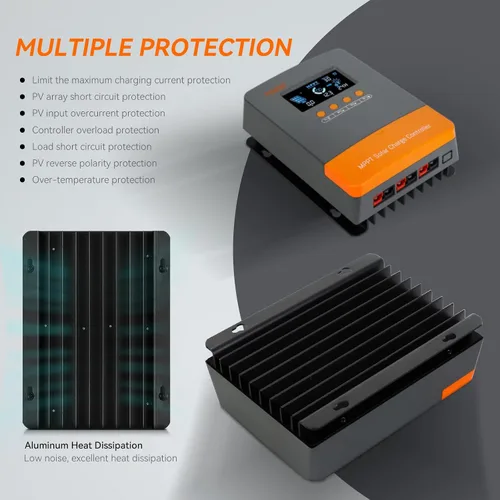 Vista 9 de PowMr Controlador de carga solar MPPT de 60 amperios 12V/24V/36V/48V DC entrada 60A MPPT controlador de carga Max PV entrada 160V pantalla LCD