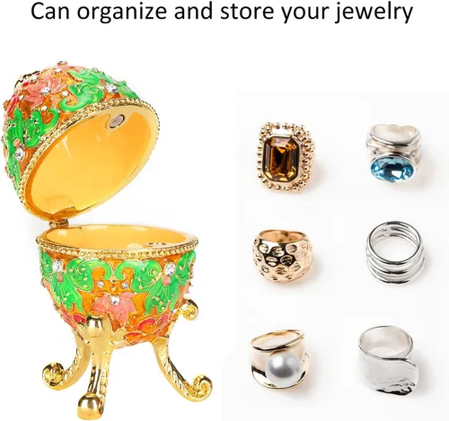 Vista 5 de Zerodis Caja de joyería de huevo, caja de perlas de imitación de diamantes de imitación para decoración del hogar