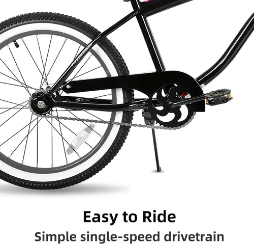 Vista 3 de JOYSTAR Bicicleta de crucero de playa de 20", 24", 26" para niñas, niños, hombres y mujeres, bicicletas de crucero para niños de una sola velocidad