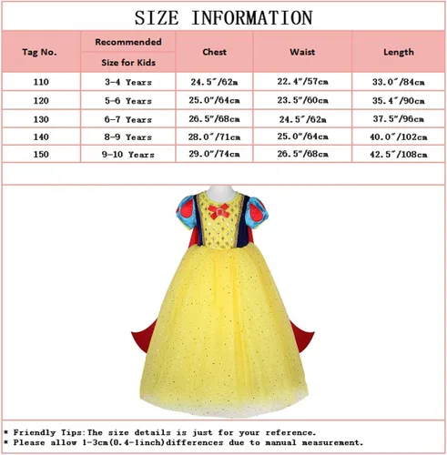 Vista 7 de MYRISAM Disfraz de princesa blanca como la nieve para niñas, Halloween, carnaval, cosplay, Navidad, cumpleaños (con accesorios para capa)