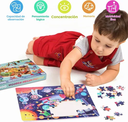 Vista 2 de Rompecabezas de madera para niños de 4 a 6 a 8 años, rompecabezas de 48 piezas para niños de 3, 4, 5, 6, 7, 8 años, rompecabezas de preescolar