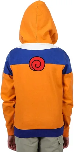 Vista 4 de Bioworld Naruto Uzumaki Naruto Cosplay - Sudadera con capucha con cremallera para niños Multicolor