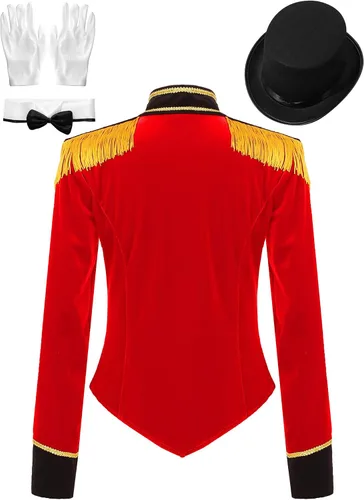 Vista 2 de Xnihocha Disfraz de maestro de anillo para mujer, chaqueta de circo domadora de león, abrigo para fiesta de Halloween, disfraz de cosplay