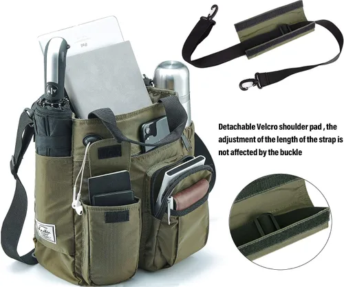 Vista 2 de d'yallee Bolso bandolera para hombre, impermeable, bolsa de trabajo, de nailon